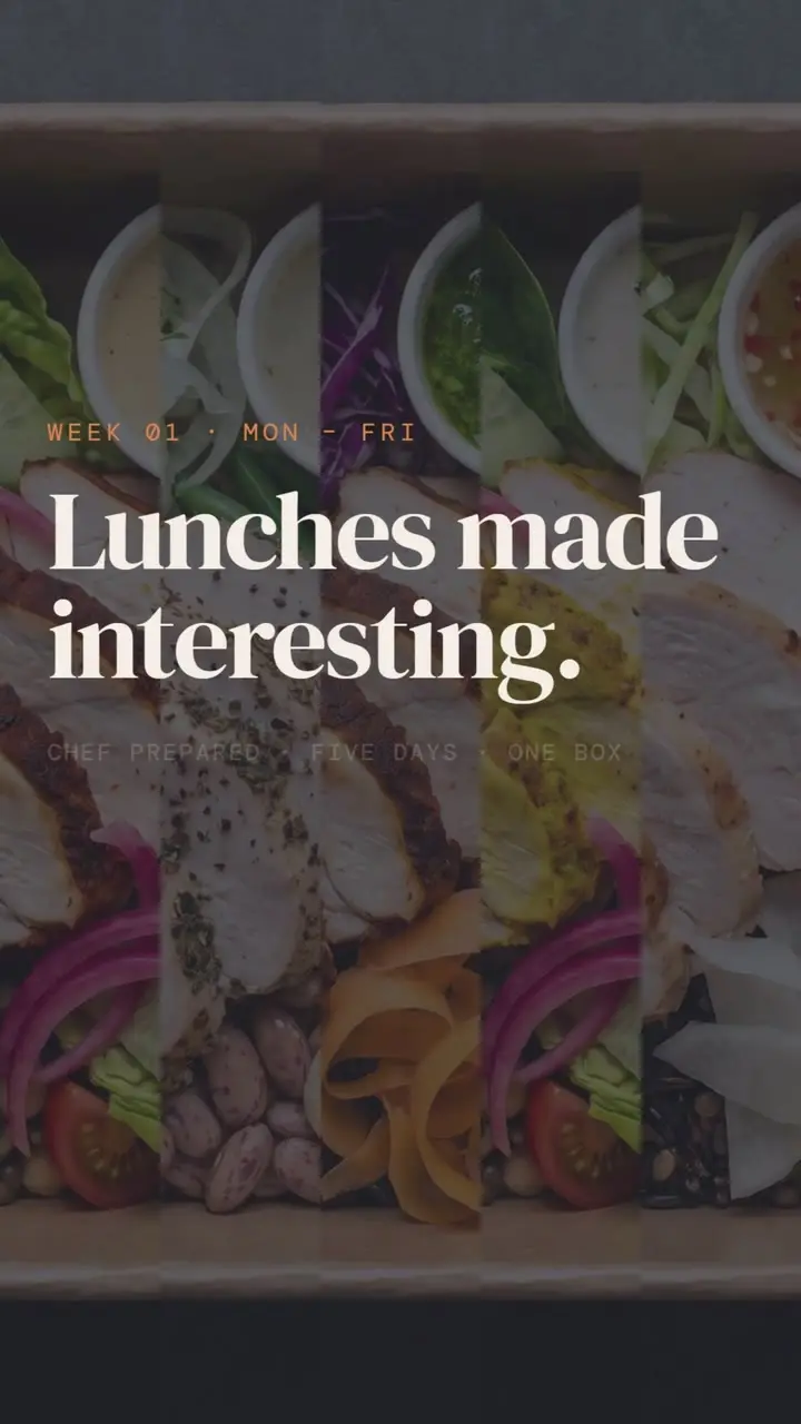 Lunches made interesting — the week one film: five kraft lunch boxes, Monday to Friday