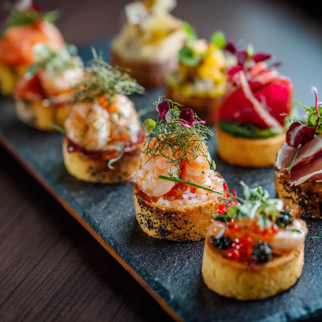 Canapés selection on slate