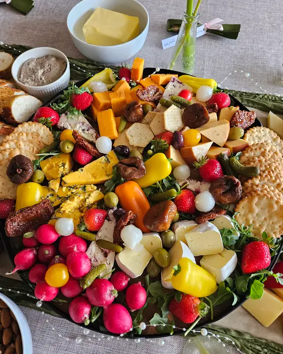 Cheeses, radishes and peppers