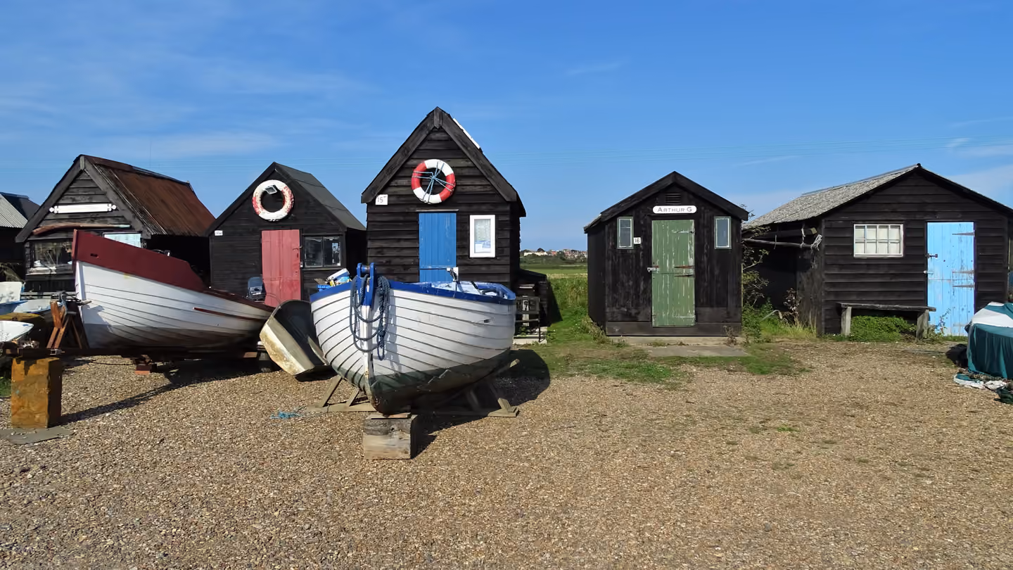 Fishing huts at Southwold Harbour, Suffolk