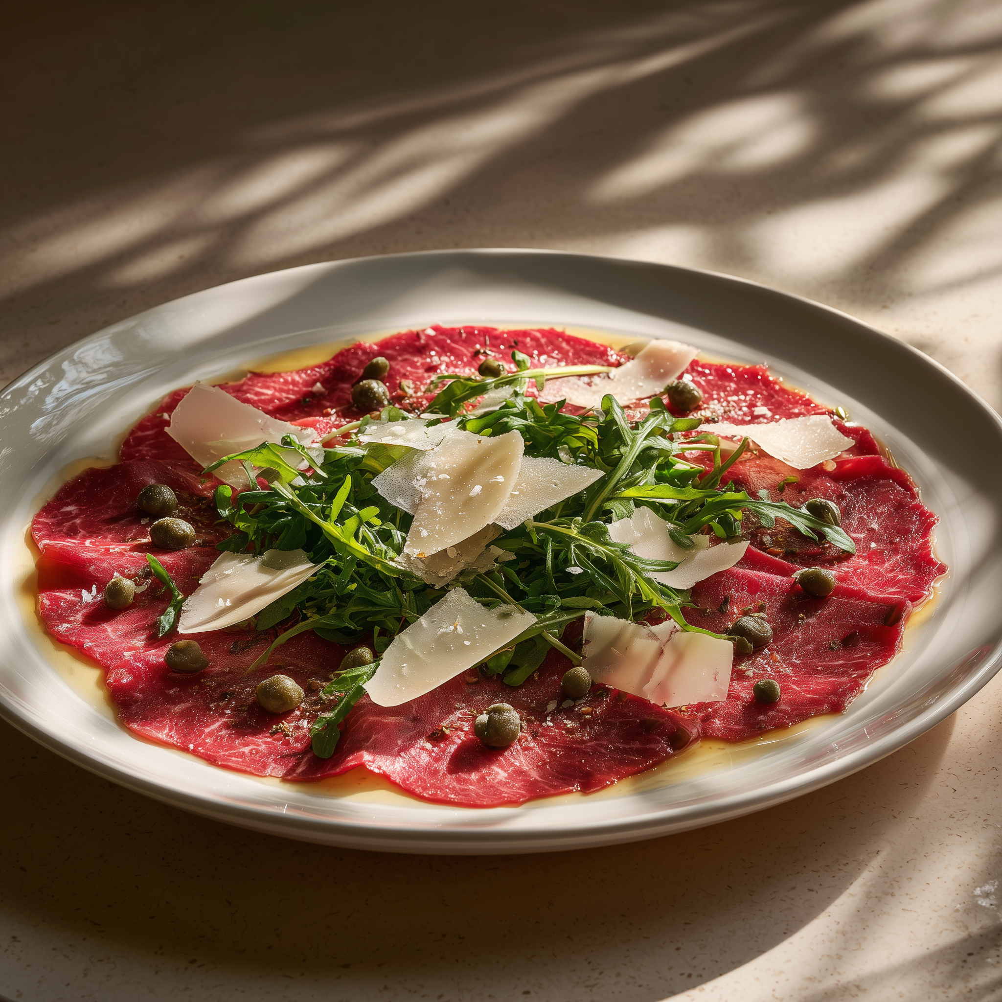 Beef carpaccio with rocket