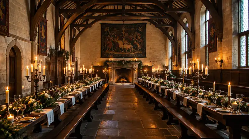 Illustration of a medieval guildhall, not Bury St Edmunds Guildhall