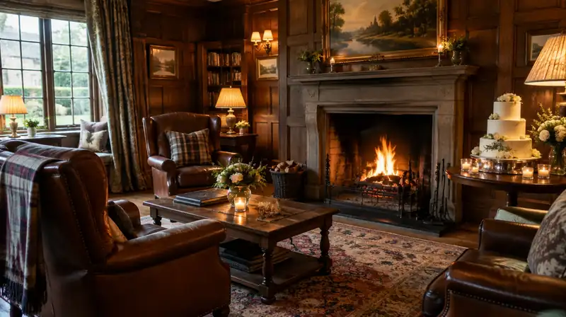 Illustration of a country house hotel, not Fanhams Hall